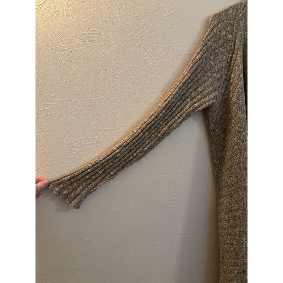 Free People Medium Women’s Tan Brown Open Front Cardigan Ribbed Trapeze - Picture 3 of 7